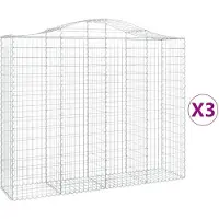 vidaXL Gabionen mit Hochbogen 3 Stk. 200x50x160/180cm Verzinktes Eisen