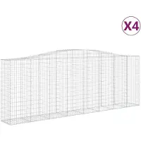 vidaXL Gabionen mit Hochbogen 4 Stk. 400x50x140/160cm Verzinktes Eisen