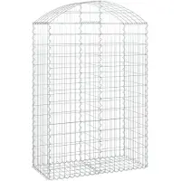 vidaXL Gabione mit Hochbogen 100x50x140/160 cm Verzinktes Eisen