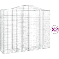 vidaXL Gabionen mit Hochbogen 2 Stk. 200x50x160/180cm Verzinktes Eisen