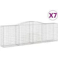 vidaXL Gabionen mit Hochbogen 7 Stk. 400x50x120/140cm Verzinktes Eisen