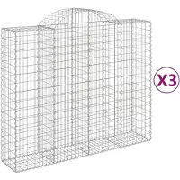 vidaXL Gabionen mit Hochbogen 3 Stk. 200x50x160/180cm Verzinktes Eisen