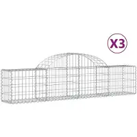 vidaXL Gabionen mit Hochbogen 3 Stk. 200x30x40/60 cm Verzinktes Eisen