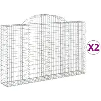 vidaXL Gabionen mit Hochbogen 2 Stk. 200x30x120/140cm Verzinktes Eisen