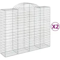 vidaXL Gabionen mit Hochbogen 2 Stk. 200x50x160/180cm Verzinktes Eisen