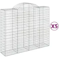 vidaXL Gabionen mit Hochbogen 5 Stk. 200x50x160/180cm Verzinktes Eisen