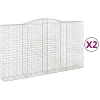 vidaXL Gabionen mit Hochbogen 2 Stk. 400x50x220/240cm Verzinktes Eisen