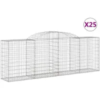 vidaXL Gabionen mit Hochbogen 25 Stk 300x50x100/120cm Verzinktes Eisen