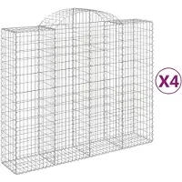 vidaXL Gabionen mit Hochbogen 4 Stk. 200x50x160/180cm Verzinktes Eisen