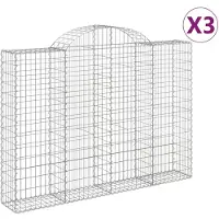 vidaXL Gabionen mit Hochbogen 3 Stk. 200x30x140/160cm Verzinktes Eisen