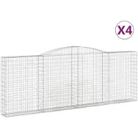 vidaXL Gabionen mit Hochbogen 4 Stk. 400x30x140/160cm Verzinktes Eisen