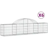 vidaXL Gabionen mit Hochbogen 6 Stk. 200x30x40/60 cm Verzinktes Eisen