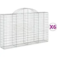 vidaXL Gabionen mit Hochbogen 6 Stk. 200x30x120/140cm Verzinktes Eisen