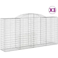 vidaXL Gabionen mit Hochbogen 3 Stk. 300x50x140/160cm Verzinktes Eisen