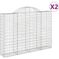 vidaXL Gabionen mit Hochbogen 2 Stk. 200x30x140/160cm Verzinktes Eisen