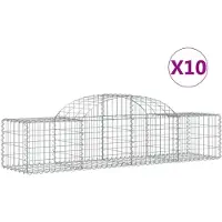 vidaXL Gabionen mit Hochbogen 10 Stk. 200x50x40/60 cm Verzinktes Eisen