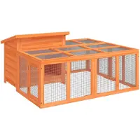 vidaXL Kaninchenstall Braun 144x123x67,5 cm Massivholz Kiefer