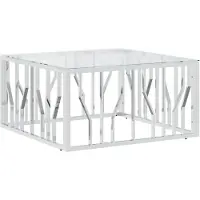vidaXL Couchtisch 80x80x40 cm Edelstahl und Glas