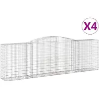 vidaXL Gabionen mit Hochbogen 4 Stk. 400x50x120/140cm Verzinktes Eisen