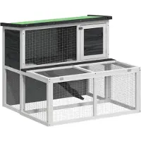 vidaXL Kaninchenstall Grau 102x90x84,5 cm Massivholz Kiefer