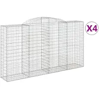 vidaXL Gabionen mit Hochbogen 4 Stk. 300x50x160/180cm Verzinktes Eisen