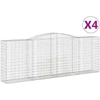 vidaXL Gabionen mit Hochbogen 4 Stk. 400x50x140/160cm Verzinktes Eisen