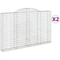 vidaXL Gabionen mit Hochbogen 2 Stk. 300x30x180/200cm Verzinktes Eisen