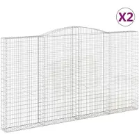 vidaXL Gabionen mit Hochbogen 2 Stk. 400x30x220/240cm Verzinktes Eisen