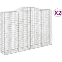 vidaXL Gabionen mit Hochbogen 2 Stk. 300x50x200/220cm Verzinktes Eisen
