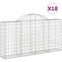 vidaXL Gabionen mit Hochbogen 18Stk. 200x30x100/120cm Verzinktes Eisen