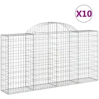 vidaXL Gabionen mit Hochbogen 10Stk. 200x30x100/120cm Verzinktes Eisen