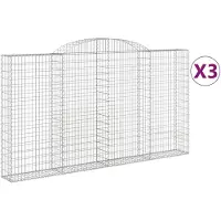vidaXL Gabionen mit Hochbogen 3 Stk. 300x30x160/180cm Verzinktes Eisen