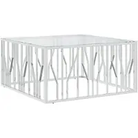 vidaXL Couchtisch 100x100x50 cm Edelstahl und Glas