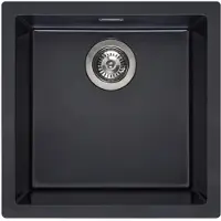 Reginox Einbauspüle 460x460 Amsterdam 40 - Küchenspüle mit praktischem Integral-Siebkorbüberlaufventil, Granit schwarz