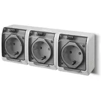 Elektro-Plast Elektra-Plast Steckdose hermetisch dreifach von Shuko mit Rauchstecker 16A weiß IP44 (0326-01)