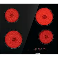 Hisense E6431CB, Schwarz, Integriert, 59.5 cm, Keramik, Glaskeramik, 4 Zone(n)