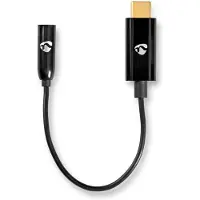 Nedis USB-C Adapter - USB 3.2 Gen 1 - USB-C Stecker - 3.5 mm Buchse - 0.15 m - Rund - Vernickelt - PVC - Schwarz - Box