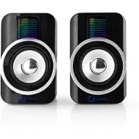 Nedis Gaming-Lautsprecher - Lautsprecherkanäle: 2.0 - Stromversorgung über USB - 3.5 mm Stecker - 30 W - RGB - Lautstärke-Regler