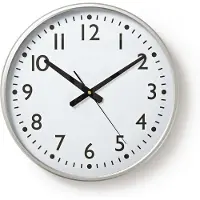 Nedis Wanduhr - Durchmesser: 380 mm - Kunststoff - Silber / Weiss