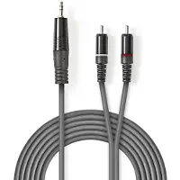 Nedis Stereo-Audiokabel - 3.5 mm Stecker - 2x RCA Stecker - Vernickelt - 1.50 m - Rund - Dunkelgrau - Kartonhülle