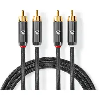 Nedis Stereo-Audiokabel | 2x RCA Stecker | 2x RCA Stecker | Vergoldet | 1.00 m | rund | Grau / Gun M