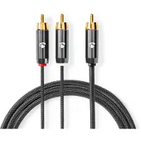 Nedis Subwoofer Kabel | RCA | 2x RCA Stecker | Vergoldet | 3.00 m | rund | 4.5 mm | Grau / Gun Metal