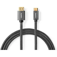 Nedis High Speed??HDMI T Kabel mit Ethernet HDMIT Stecker HDMIT Mini Stecker 4K@60Hz 18 Gbps 2.00 m