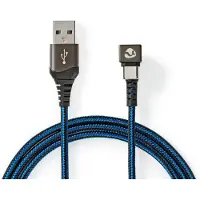 Nedis USB-Kabel - USB 2.0 - USB-A Stecker - USB-C Stecker - 480 Mbps - Vergoldet - 2.00 m - Rund - Geflochten / Nylon - Blau / Schwarz - Verpackung mit Sichtfenster