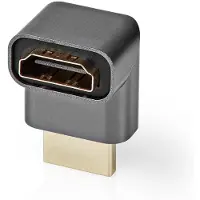 Nedis HDMI -Adapter - HDMI Stecker / HDMI Stecker - HDMI Ausgang - Vergoldet - 270° abgewinkelt - Aluminium - Gun Metal Grau - 1 Stück - Verpackung mit Sichtfenster