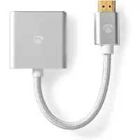 Nedis VGA-Adapter - HDMI Stecker - VGA Buchse - Vergoldet - Gerade - Aluminium / Stoff - Silber - Verpackung mit Sichtfenster