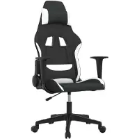 vidaXL Gaming-Stuhl mit Massagefunktion Schwarz und Weiß Stoff