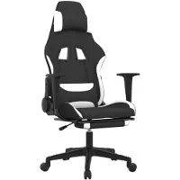 vidaXL Gaming-Stuhl mit Massage & Fußstütze Schwarz und Weiß Stoff