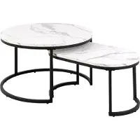 Ebuy24 Spiro Couchtisch Ø70cm, 2 stk. Marmor Nachbildung weiß.