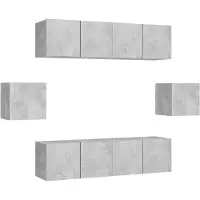 vidaXL 6-tlg. TV-Schrank-Set Betongrau Holzwerkstoff
